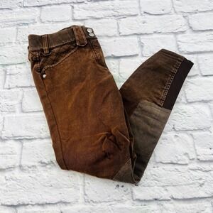 Ariat Ladies Girls 22R Brown Denim Riding Breeches Equestrian Pants Full Seat